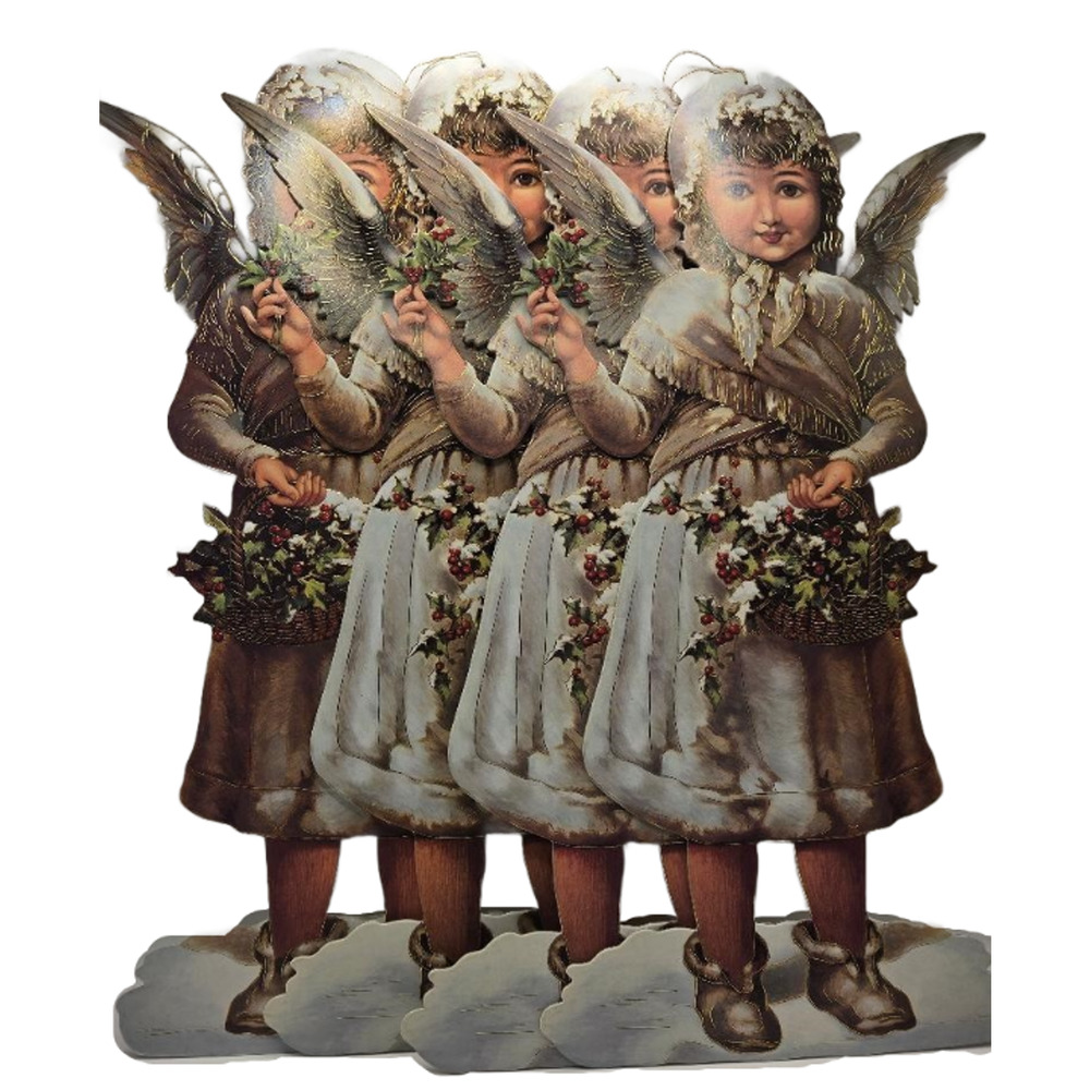 Shackman Angel Decoration Christmas Ornament 15" die-cut HUGE! lot of 4